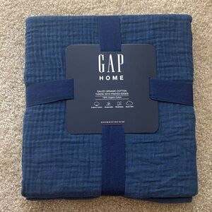 GAP Home Navy Cotton Throw Blanket